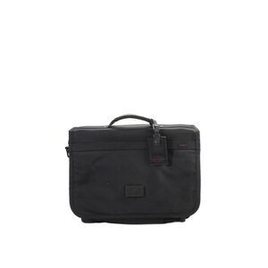 Tumi Mens Buckled Zippered Shoulder Satchel Bag Solid Black Size Medium